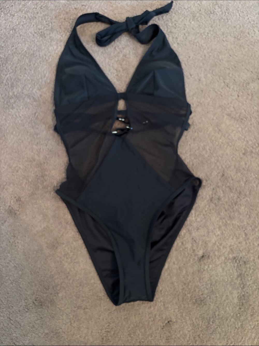 Cupshe Black Mesh One-Piece Swimsuit NWT